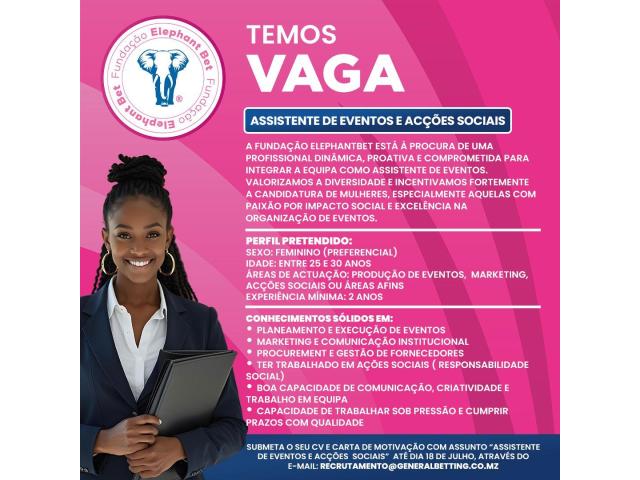 Vaga – assistente de eventos e acÇÕes sociais