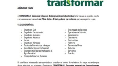 A transformar, abre (20) vagas de emprego em diversas áreas