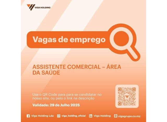 Vaga assistente comercial – Área da saÚde
