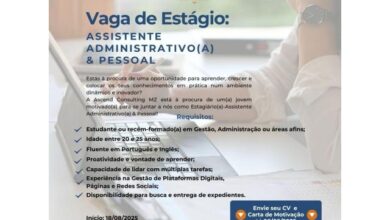 Vaga de estÁgio – assistente administrativo(a) & pessoal