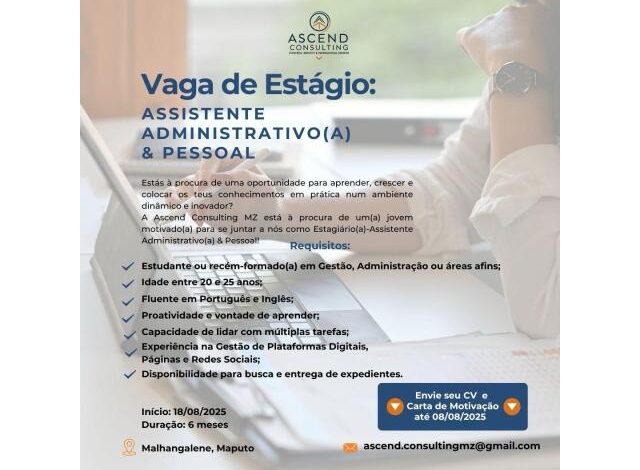 Vaga de estÁgio – assistente administrativo(a) & pessoal