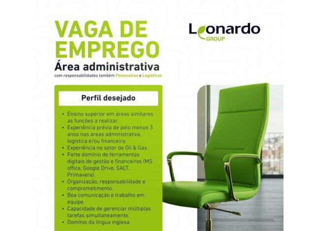 Vaga assistente administrativa (leonard group)