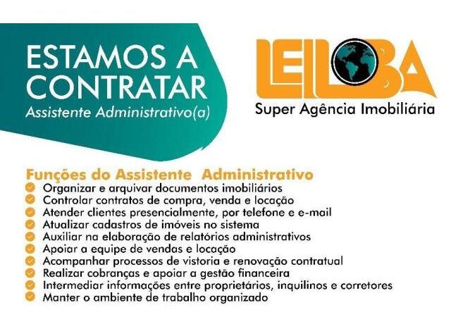 Vaga – assistente administrativo(a) (leiloba super agencia imobiliaria)