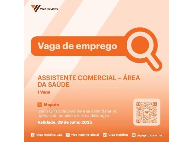 Vaga – assistente comercial mais vagas