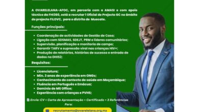 Vaga – oficial de projecto gc (ovarelelana afoc)