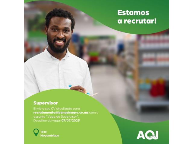 Vaga – supervisor (aqi) mais vagas