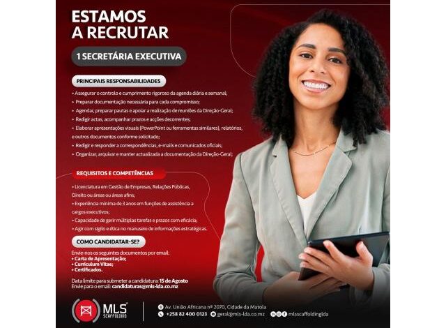 Vaga – secretária executiva (mls scaffolding, lda,)