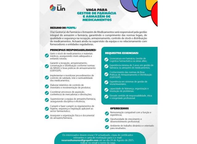 Vaga – gestor de farmácia e armazém de medicamentos