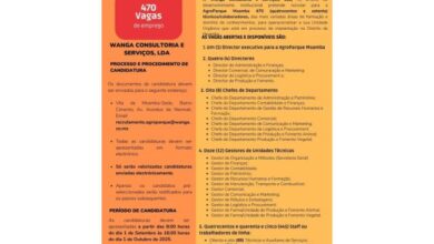 A wanga consultoria e serviços abre (470) vagas de emprego