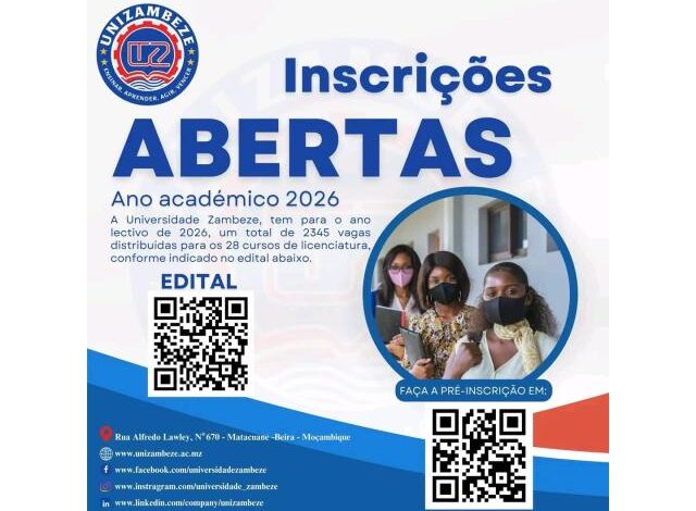 O edital unizambeze 2026: universidade zambeze (unizambeze)