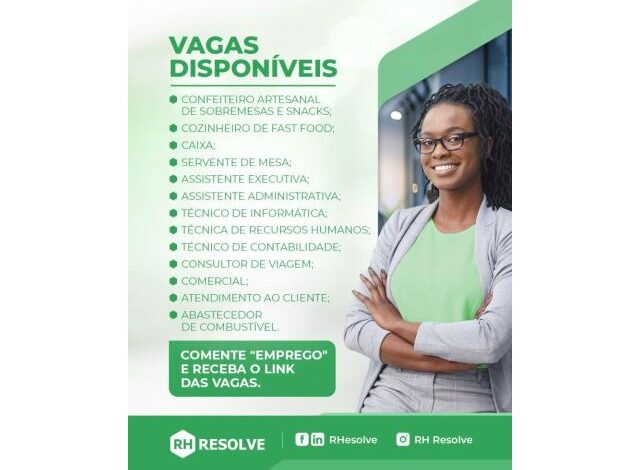 Vaga para comercial rh resolve