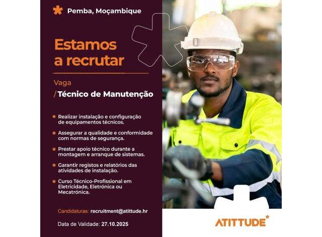 Vaga para técnico de manutenção