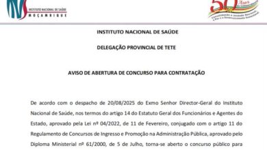 Vagas para (14) inquiridores com 12ª classe