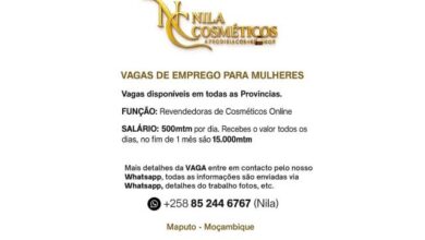A nila cosméticos tem vagas (receba 500mt por dia e