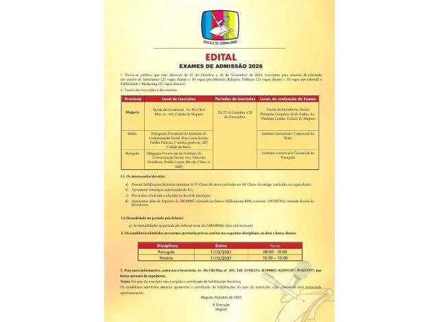 Edital de admissão 2026 da escola de jornalismo (esj) –