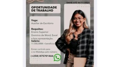 Vaga para auxiliar de escritório