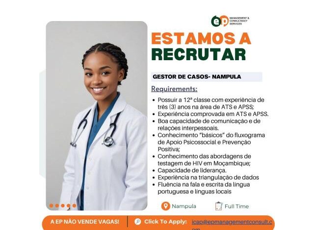 Vaga para gestor de casos em massa