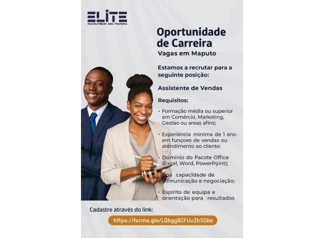 Vaga – assistente de vendas