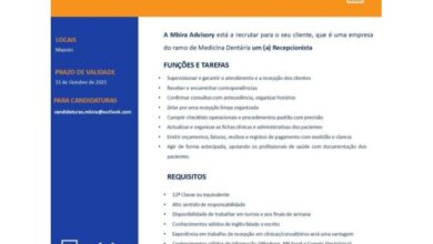 Vaga – recepcionista, para maputo
