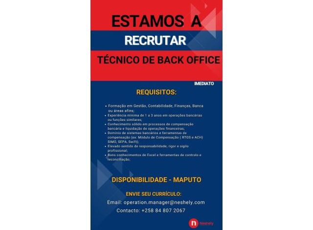 Vaga – técnico de back office
