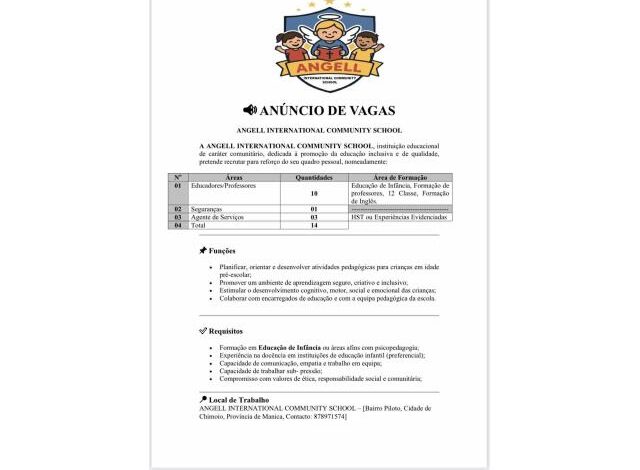 Vagas para (14) seguranças, (03) agente de serviços e (10)