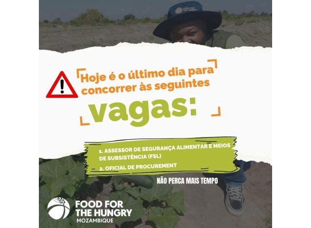 Vagas para assessor de segurança alimentar e meios de subsistência