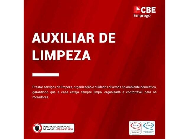 Vagas para auxiliar de limpeza