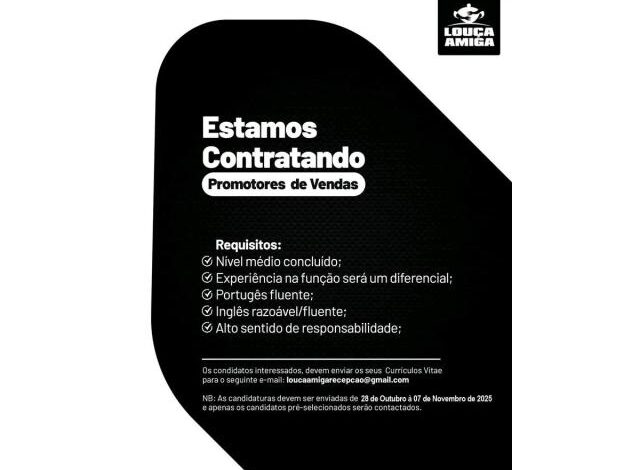 Vagas para promotores de vendas