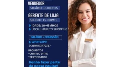 Vagas para vendedora e gerente de loja