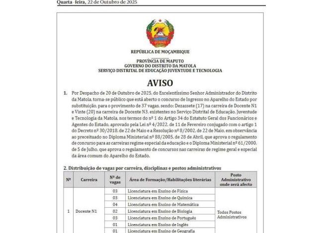 Vagaspara (37) docentes mais vagas