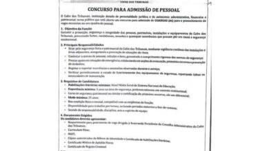 Concurso para admissão de guardas no aparelho do estado