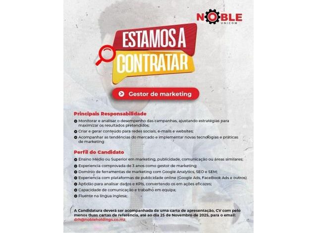 Vaga – gestor de marketing