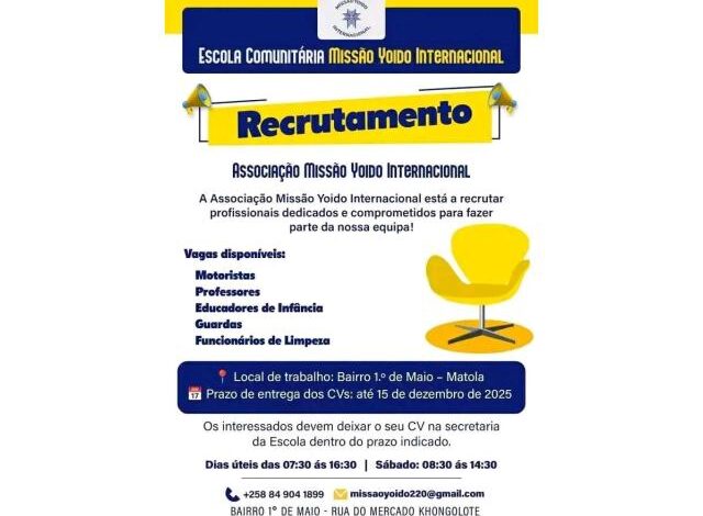 Vagas abertas em diversas áreas