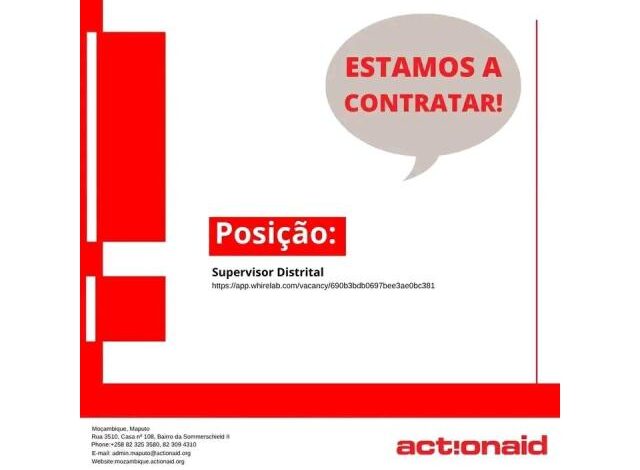 Vagas para (120) supervisores distritais