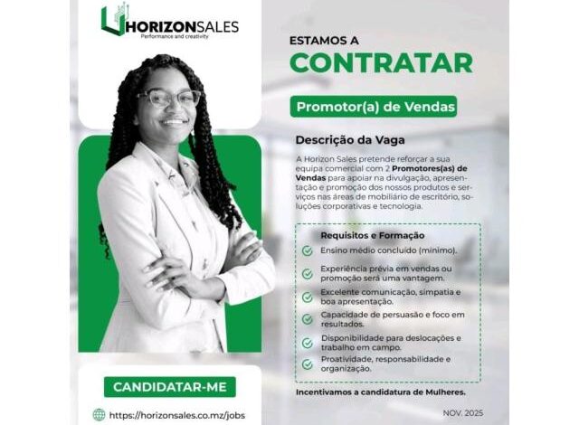 Vagas – (02) promotores(as) de vendas