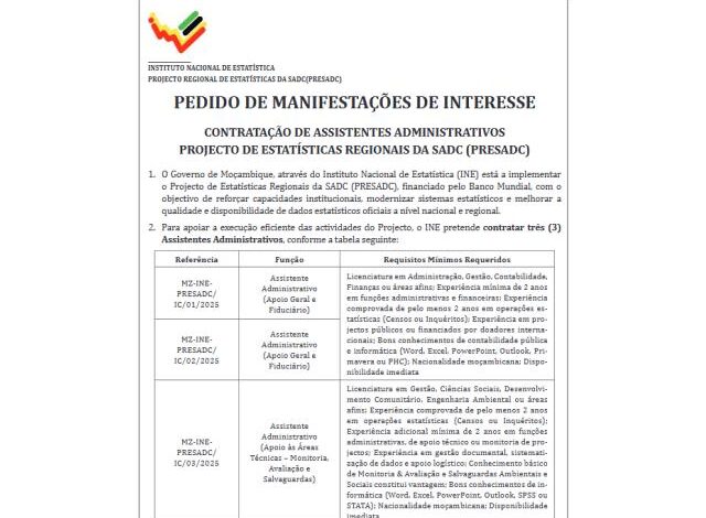 Vagas – (3) assistentes administrativos