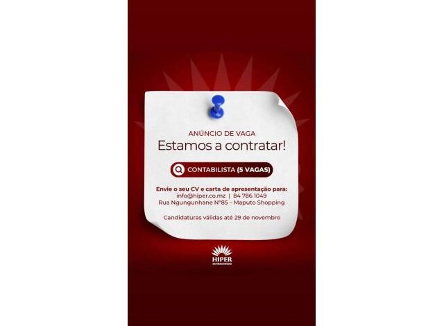 Vagas – (5) contabilistas – cidade de maputo