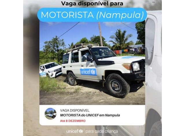 Estamos a recrutar na posicacao de motorista unicef