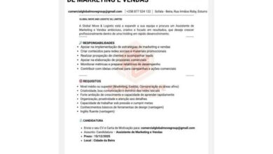Vaga aberta: assistente de marketing e vendas