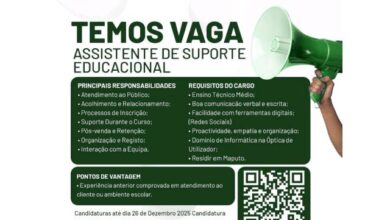 Vaga – assistente de suporte educacional