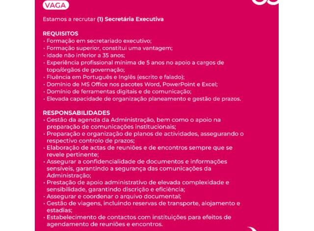 Vaga – secretaria executiva mais vagas