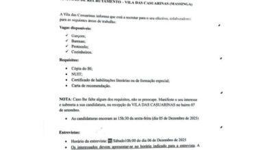 Vagas para garçom, barman, protocolo, cozinheiro(a)