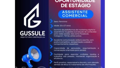 Vaga de estágio – assistente comercial