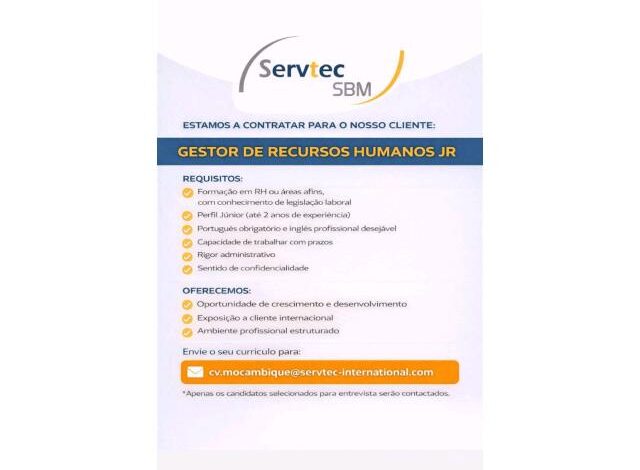 Vaga – gestor de recursos humanos júnior | maputo