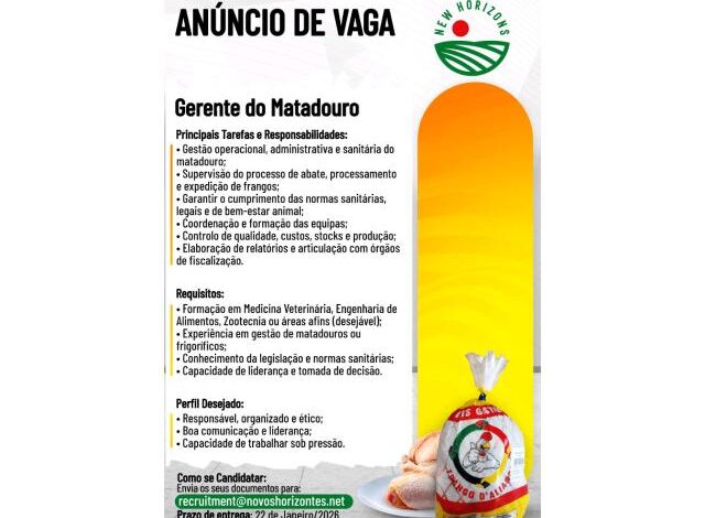 Vaga – gerente do matadouro