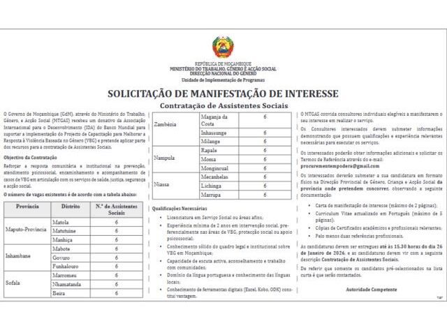 Concurso de ingresso para (108) assistentes sociais (m/f)