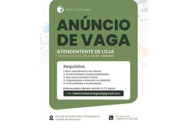 Vaga para atendente de loja
