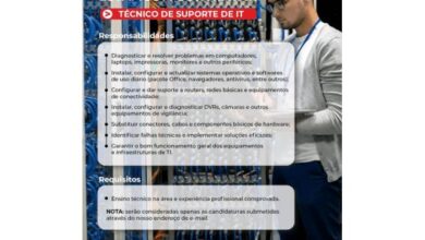 Vaga – tÉcnico de suporte de ti