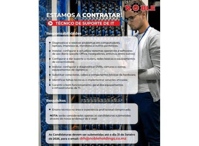 Vaga – tÉcnico de suporte de ti