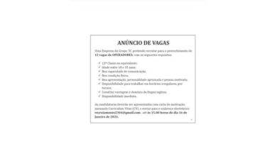 Vagas – (12) operadores mais vagas